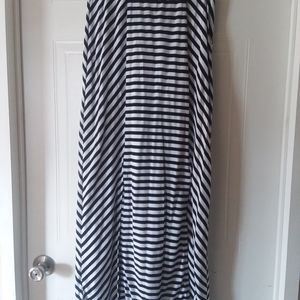 Black and White Striped Maxi Skirt